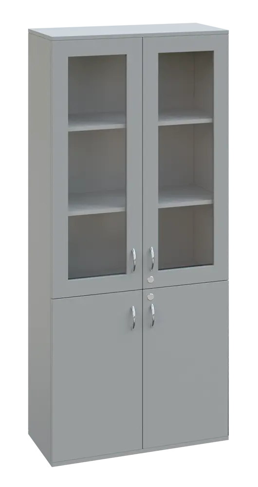 SPO 32 skříň 4-dveřová, 2x sklo lamino - šedá